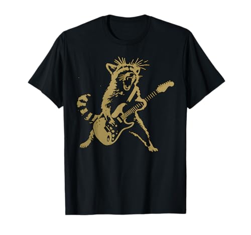 Waschbär spielt Gitarre Rockstar Rock 'n' Roll Herren Damen T-Shirt Waschbär spielt Gitarre Rockstar Rock 'n' Roll Herren Damen T-Shirt von Funny Rocking Raccoon Playing Guitar Apparel