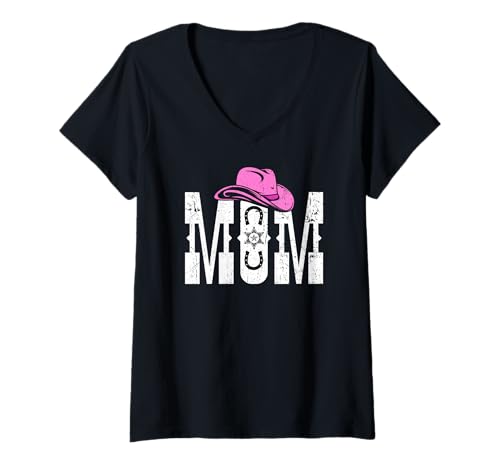 Damen Mama Western Rodeo Country Cowgirl Life T-Shirt mit V-Ausschnitt Damen Mama Western Rodeo Country Cowgirl Life T-Shirt mit V-Ausschnitt von Funny Rodeo Mama Western Cowboy Life Apparel