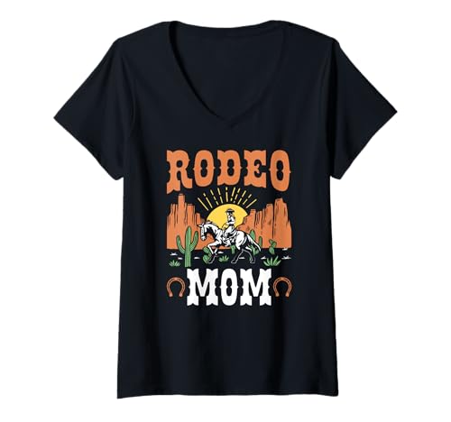 Damen Rodeo Mama Western Rodeo Country Cowgirl Life T-Shirt mit V-Ausschnitt Damen Rodeo Mama Western Rodeo Country Cowgirl Life T-Shirt mit V-Ausschnitt von Funny Rodeo Mama Western Cowboy Life Apparel