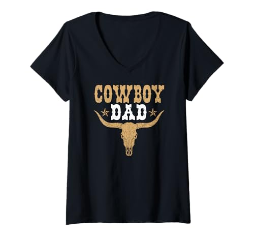 Damen Cowboy Dad Western Rodeo Country Cowboyleben T-Shirt mit V-Ausschnitt Damen Cowboy Dad Western Rodeo Country Cowboyleben T-Shirt mit V-Ausschnitt von Funny Rodeo Papa Western Cowboy Life Apparel