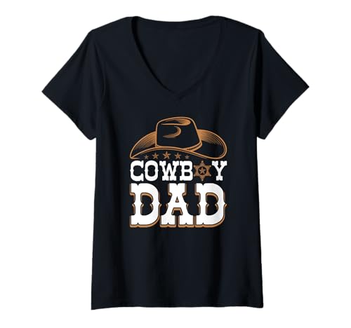 Damen Cowboy Dad Western Rodeo Country Cowboyleben T-Shirt mit V-Ausschnitt Damen Cowboy Dad Western Rodeo Country Cowboyleben T-Shirt mit V-Ausschnitt von Funny Rodeo Papa Western Cowboy Life Apparel