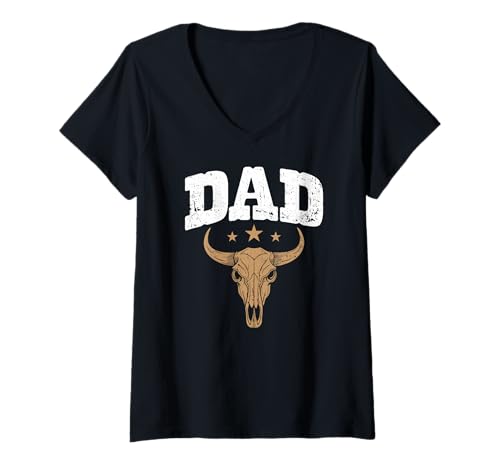 Damen Papa Western Rodeo Country-Cowboy-Leben T-Shirt mit V-Ausschnitt Damen Papa Western Rodeo Country-Cowboy-Leben T-Shirt mit V-Ausschnitt von Funny Rodeo Papa Western Cowboy Life Apparel