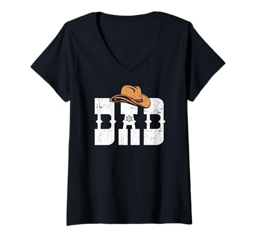 Damen Papa Western Rodeo Country-Cowboy-Leben T-Shirt mit V-Ausschnitt Damen Papa Western Rodeo Country-Cowboy-Leben T-Shirt mit V-Ausschnitt von Funny Rodeo Papa Western Cowboy Life Apparel