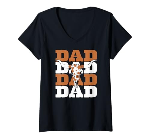 Damen Papa Western Rodeo Country-Cowboy-Leben T-Shirt mit V-Ausschnitt Damen Papa Western Rodeo Country-Cowboy-Leben T-Shirt mit V-Ausschnitt von Funny Rodeo Papa Western Cowboy Life Apparel