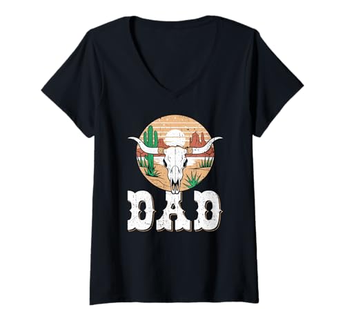 Damen Papa Western Rodeo Country-Cowboy T-Shirt mit V-Ausschnitt Damen Papa Western Rodeo Country-Cowboy T-Shirt mit V-Ausschnitt von Funny Rodeo Papa Western Cowboy Life Apparel