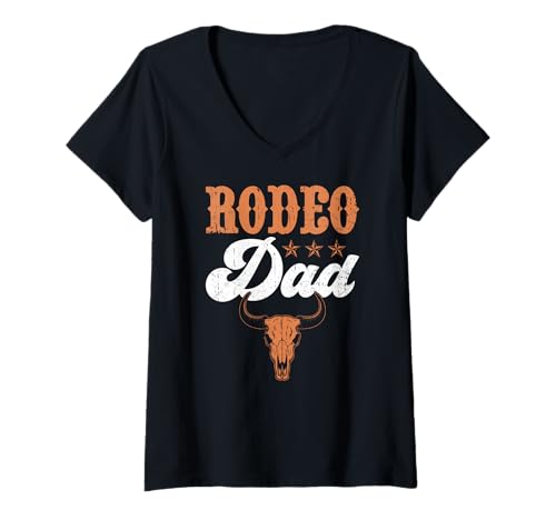 Damen Rodeo Dad Western Rodeo Country Cowboyleben T-Shirt mit V-Ausschnitt Damen Rodeo Dad Western Rodeo Country Cowboyleben T-Shirt mit V-Ausschnitt von Funny Rodeo Papa Western Cowboy Life Apparel