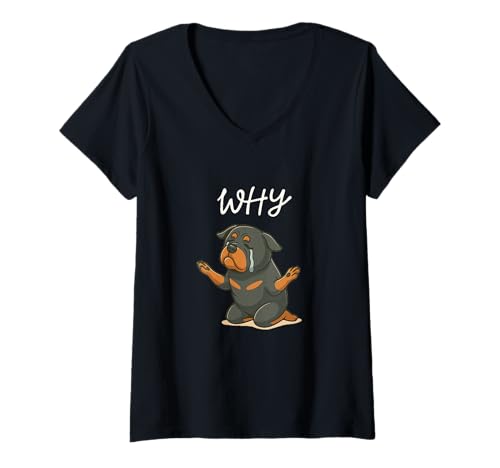 Damen Rottweiler Why On Knees Lustiger Hund T-Shirt mit V-Ausschnitt Damen Rottweiler Why On Knees Lustiger Hund T-Shirt mit V-Ausschnitt von Funny Rottweiler Gifts