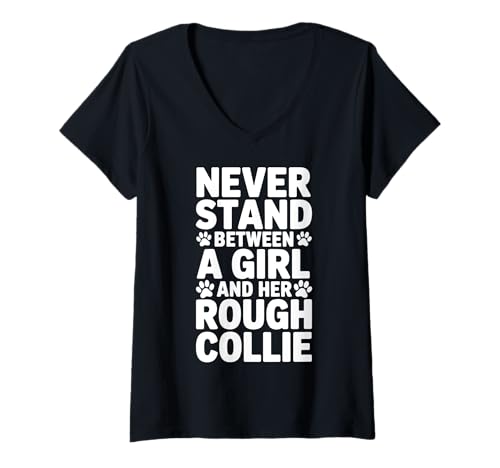 Damen Rough Collie Girl Lustiger Rough Collie T-Shirt mit V-Ausschnitt Damen Rough Collie Girl Lustiger Rough Collie T-Shirt mit V-Ausschnitt von Funny Rough Collie Cool Rough Collie Girl Designs