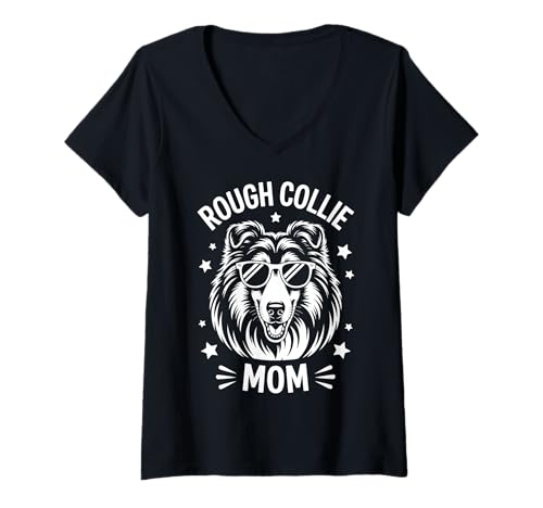 Damen Rough Collie Mama Lustiger Rough Collie T-Shirt mit V-Ausschnitt Damen Rough Collie Mama Lustiger Rough Collie T-Shirt mit V-Ausschnitt von Funny Rough Collie Cool Rough Collie Mom Design