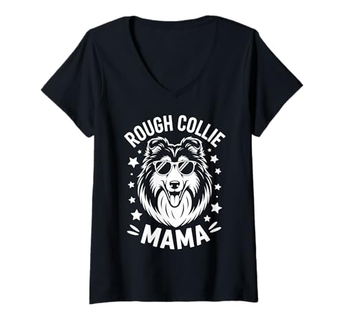 Damen Rough Collie Mama Lustiger Rough Collie T-Shirt mit V-Ausschnitt Damen Rough Collie Mama Lustiger Rough Collie T-Shirt mit V-Ausschnitt von Funny Rough Collie Cool Rough Collie Mom Designs