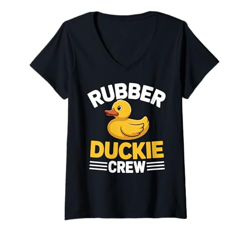 Damen Gummiente Crew Lustige Ente Tier Niedlich Kawaii Ente T-Shirt mit V-Ausschnitt von Funny Rubber Duck Cute Duck Water Cruise Trip Boat