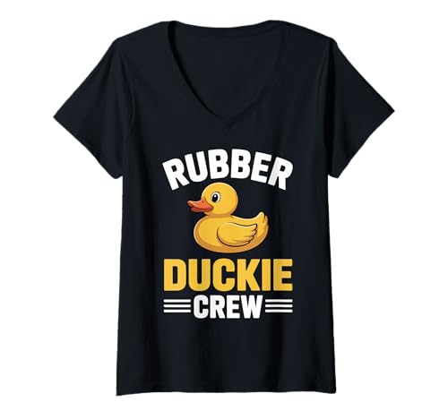 Damen Rubber Duckie Crew Cruising Cruise Squad Love Duck T-Shirt mit V-Ausschnitt von Funny Rubber Duck Cute Duck Water Cruise Trip Boat