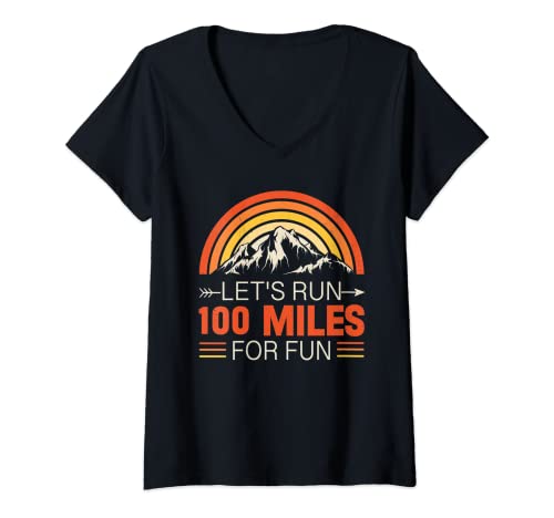 Damen Lets Run 100 Meilen For Fun Funny Trail Running T-Shirt mit V-Ausschnitt Damen Lets Run 100 Meilen For Fun Funny Trail Running T-Shirt mit V-Ausschnitt von Funny Running Gift Shirts