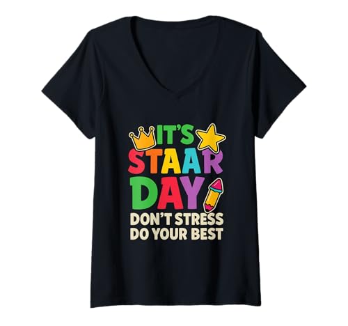 Damen STAAR Day Shirt Don’t Stress Do Your Best Prüfung Motivation T-Shirt mit V-Ausschnitt Damen STAAR Day Shirt Don’t Stress Do Your Best Prüfung Motivation T-Shirt mit V-Ausschnitt von Funny STAAR Test Day Motivation Teacher Student