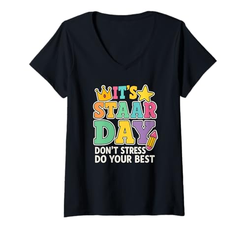 Damen STAAR Day Shirt Don’t Stress Do Your Best Prüfung Motivation T-Shirt mit V-Ausschnitt Damen STAAR Day Shirt Don’t Stress Do Your Best Prüfung Motivation T-Shirt mit V-Ausschnitt von Funny STAAR Test Day Motivation Teacher Student