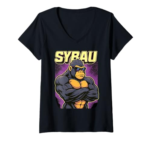 Damen Lustiges SYBAU Ironisches Meme Sigma Brainrot Zitat T-Shirt mit V-Ausschnitt Damen Lustiges SYBAU Ironisches Meme Sigma Brainrot Zitat T-Shirt mit V-Ausschnitt von Funny SYBAU Ironic Meme Brainrot Quotes Sigmas