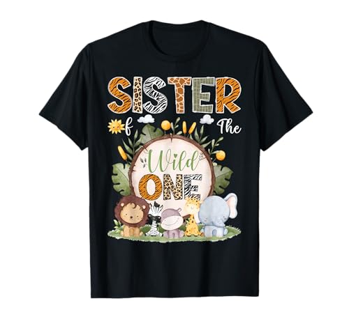 Sister Of The Wild One 1. Geburtstag Kinder Safari Woodland T-Shirt Sister Of The Wild One 1. Geburtstag Kinder Safari Woodland T-Shirt von Funny Safari 1St Birthday Family Matching