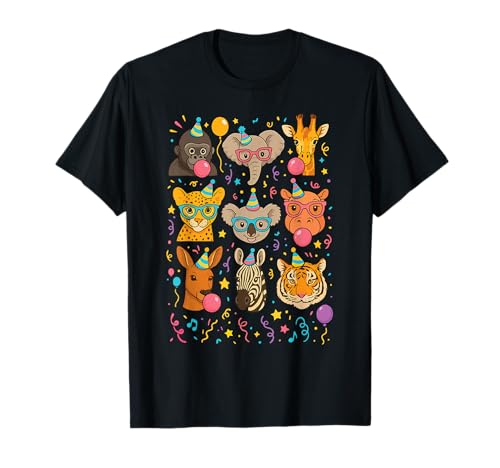 Safari Zoo Tiere Geburtstag Shirt Dschungel Party Outfit Kinder T-Shirt von Funny Safari Jungle Zoo Birthday Gift Tees Co.