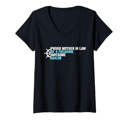 Damen Stolze Schwiegermutter ist in einem verdammten fantastischen Matrosen T-Shirt mit V-Ausschnitt Damen Stolze Schwiegermutter ist in einem verdammten fantastischen Matrosen T-Shirt mit V-Ausschnitt von Funny Sailor Boat Sailing Boating Owner Mom Women