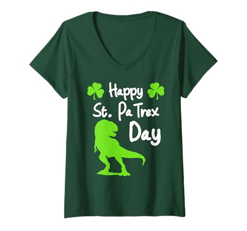 Damen Alles Gute zum St. PatreX Day - Süßer T-Rex Dino St. Patrick's T-Shirt mit V-Ausschnitt Damen Alles Gute zum St. PatreX Day - Süßer T-Rex Dino St. Patrick's T-Shirt mit V-Ausschnitt von Funny Saint Patrick's Day Apparel