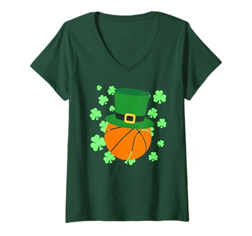 Damen Basketballball – Koboldmütze St. Patrick's Day T-Shirt mit V-Ausschnitt Damen Basketballball – Koboldmütze St. Patrick's Day T-Shirt mit V-Ausschnitt von Funny Saint Patrick's Day Apparel