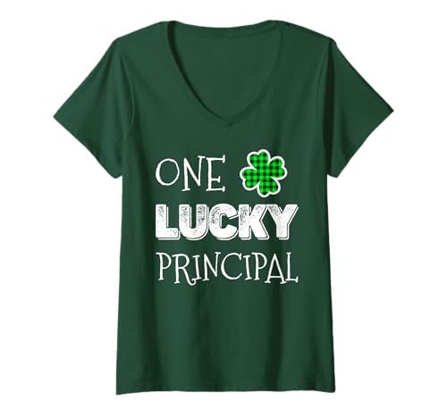 Damen Ein glücklicher Schulleiter Lustiger St. Patrick's Day T-Shirt mit V-Ausschnitt von Funny Saint Patrick's Day Apparel