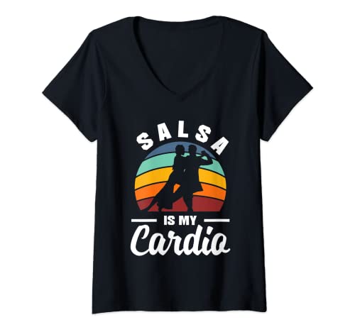 Damen Salsa Dance Salsa Tanzen Salsa ist mein Cardio T-Shirt mit V-Ausschnitt Damen Salsa Dance Salsa Tanzen Salsa ist mein Cardio T-Shirt mit V-Ausschnitt von Funny Salsa Dance Clothes
