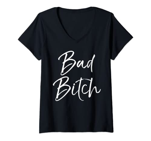 Damen Bad Bitch Shirt für Damen, lustiges Boss-T-Shirt für Damen T-Shirt mit V-Ausschnitt von Funny Salty Bad Ass Bitch Shirts