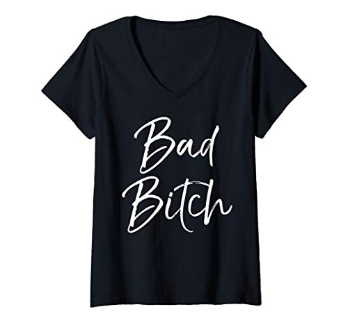 Damen Funny Gift for Bad Ass Women Boss Quote Cute Bad Bitch T-Shirt mit V-Ausschnitt Damen Funny Gift for Bad Ass Women Boss Quote Cute Bad Bitch T-Shirt mit V-Ausschnitt von Funny Salty Bad Ass Bitch Shirts