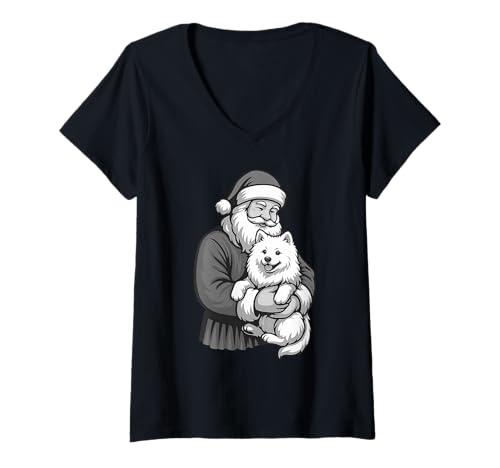 Damen Samojede, Weihnachtsmann für Hundeliebhaber T-Shirt mit V-Ausschnitt Damen Samojede, Weihnachtsmann für Hundeliebhaber T-Shirt mit V-Ausschnitt von Funny Samoyed Holiday Dog Designs