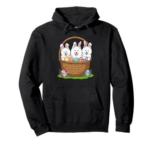 Samoyed Bunny Osterkorb Ei Ostertag Damen Herren Kinder Pullover Hoodie von Funny Samoyed Lovers Easter Day Dog Costume