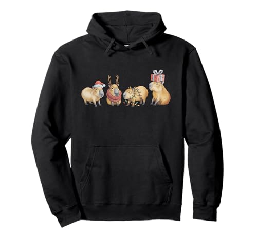Lustige Capybara Weihnachten Weihnachtsmann Capybara Männer Frauen Kinder Pullover Hoodie von Funny Santa Capybara Christmas Lights Xmas