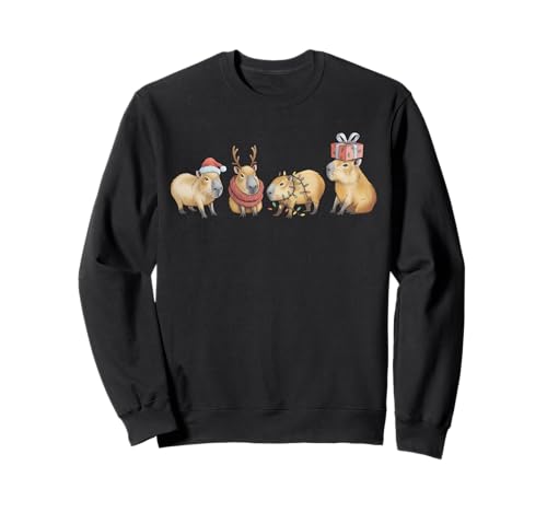 Lustige Capybara Weihnachten Weihnachtsmann Capybara Männer Frauen Kinder Sweatshirt von Funny Santa Capybara Christmas Lights Xmas
