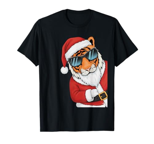 Tiger Santa mit Sonnenbrille Xmas Jungen Mädchen T-Shirt Tiger Santa mit Sonnenbrille Xmas Jungen Mädchen T-Shirt von Funny Santa Men Women Kids Tiger Christmas Party
