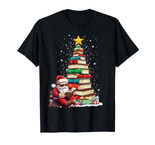 Weihnachtsbaum-Buch Liebhaber Weihnachtsmann Damen Herren Outfit T-Shirt Weihnachtsbaum-Buch Liebhaber Weihnachtsmann Damen Herren Outfit T-Shirt von Funny Santa Reading Bookworm Design