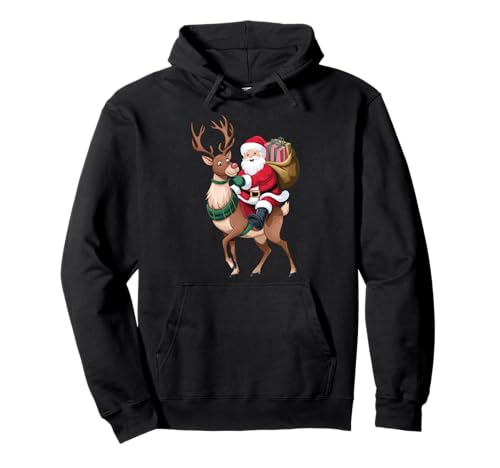 Weihnachtsmann reitet Rentier Weihnachten Herren Jungen Kinder Teenager Weihnachten Pullover Hoodie von Funny Santa Riding Reindeer Christmas