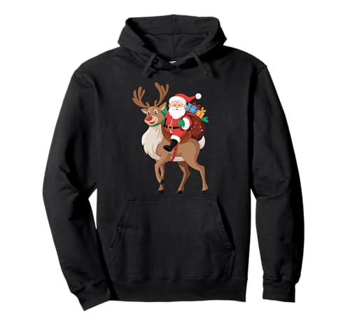 Weihnachtsmann reitet Rentier Weihnachten Herren Jungen Kinder Teenager Weihnachten Pullover Hoodie von Funny Santa Riding Reindeer Christmas
