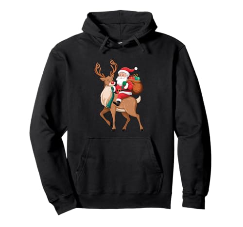 Weihnachtsmann reitet Rentier Weihnachten Herren Jungen Kinder Teenager Weihnachten Pullover Hoodie von Funny Santa Riding Reindeer Christmas