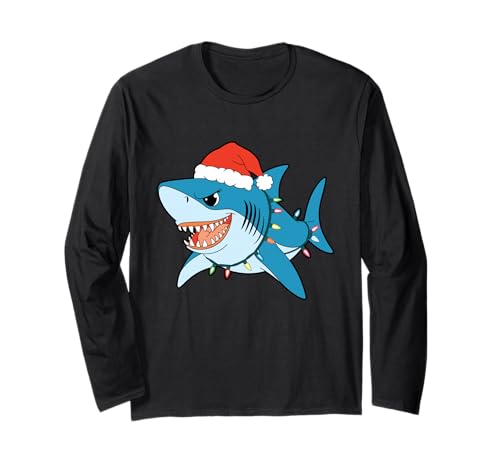 Santa Shark Christmas Lights Sharkmas Tree Xmas T-Shirt für Jungen und Herren Langarmshirt Santa Shark Christmas Lights Sharkmas Tree Xmas T-Shirt für Jungen und Herren Langarmshirt von Funny Santa Shark Christmas