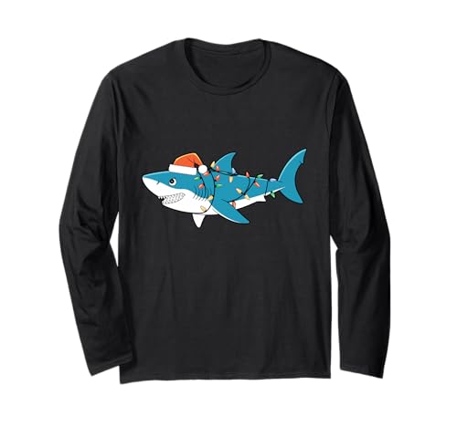Santa Shark Christmas Lights Sharkmas Tree Xmas T-Shirt für Jungen und Herren Langarmshirt Santa Shark Christmas Lights Sharkmas Tree Xmas T-Shirt für Jungen und Herren Langarmshirt von Funny Santa Shark Christmas