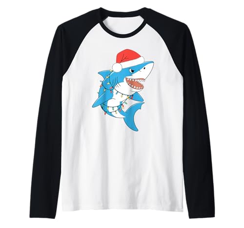 Santa Shark Christmas Lights Sharkmas Tree Xmas T-Shirt für Jungen und Herren Raglan Santa Shark Christmas Lights Sharkmas Tree Xmas T-Shirt für Jungen und Herren Raglan von Funny Santa Shark Christmas