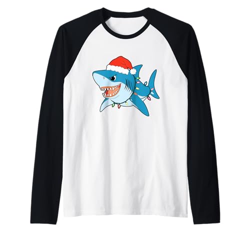 Santa Shark Christmas Lights Sharkmas Tree Xmas T-Shirt für Jungen und Herren Raglan Santa Shark Christmas Lights Sharkmas Tree Xmas T-Shirt für Jungen und Herren Raglan von Funny Santa Shark Christmas