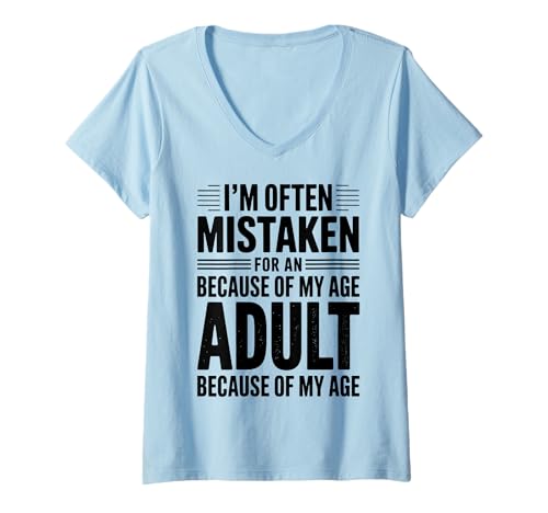 Damen Falsches lustiges Erwachsenenalter T-Shirt mit V-Ausschnitt Damen Falsches lustiges Erwachsenenalter T-Shirt mit V-Ausschnitt von Funny Sarcastic Age Funny Saying Designs