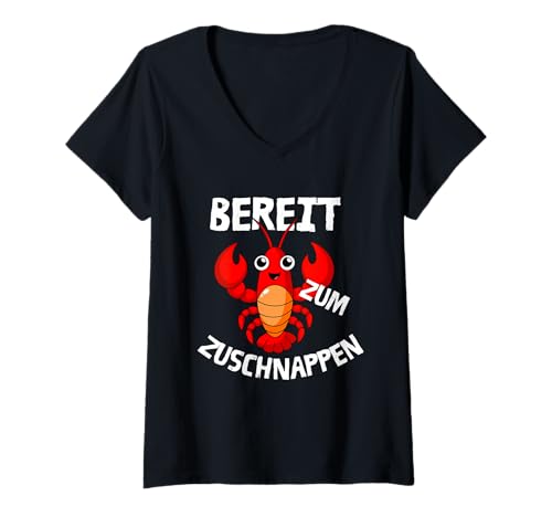 Damen Bereit zum Zuschnappen – Lustiges Hummer T-Shirt für Kinder T-Shirt mit V-Ausschnitt Damen Bereit zum Zuschnappen – Lustiges Hummer T-Shirt für Kinder T-Shirt mit V-Ausschnitt von Funny Sarcastic Animals T-shirt For Kids
