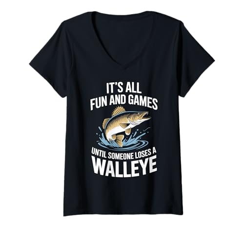 Damen Es ist Alles Spaß und Spiel, bis jemand EIN Zander verliert Lustig T-Shirt mit V-Ausschnitt Damen Es ist Alles Spaß und Spiel, bis jemand EIN Zander verliert Lustig T-Shirt mit V-Ausschnitt von Funny Sarcastic Fishing Dad Fisherman