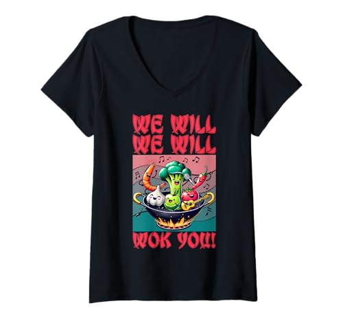 Damen Niedliche Kawaii-Illustration im Okatu-Stil von koreanischem Essen – Hot Pot T-Shirt mit V-Ausschnitt Damen Niedliche Kawaii-Illustration im Okatu-Stil von koreanischem Essen – Hot Pot T-Shirt mit V-Ausschnitt von Funny Sarcastic Humorous Quotes Design