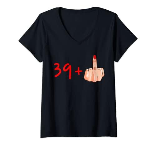 Damen I Am 39 Plus Mittelfinger Lustiger Sarkasmus 40. Geburtstag Frauen T-Shirt mit V-Ausschnitt Damen I Am 39 Plus Mittelfinger Lustiger Sarkasmus 40. Geburtstag Frauen T-Shirt mit V-Ausschnitt von Funny Sarcastic Middle Finger Birthday Tees Womens