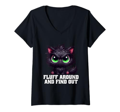 Damen Flummeln Sie herum und finden Sie heraus, Katzenliebhaber, Sarkasmus, Humor, Katzendame T-Shirt mit V-Ausschnitt Damen Flummeln Sie herum und finden Sie heraus, Katzenliebhaber, Sarkasmus, Humor, Katzendame T-Shirt mit V-Ausschnitt von Funny Sarcastic Quotes Angry Cat Gifts Men Women