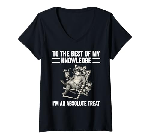 Damen to The Best of My Knowledge Funny Sarcastic Raccoon T-Shirt mit V-Ausschnitt Damen to The Best of My Knowledge Funny Sarcastic Raccoon T-Shirt mit V-Ausschnitt von Funny Sarcastic Raccoon Apparel