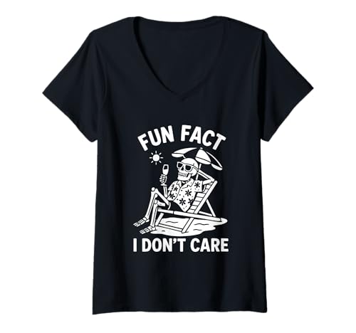 Damen Interessante Tatsache, es ist Mir egal Lustig Sarkastisch T-Shirt mit V-Ausschnitt von Funny Sarcastic Tees